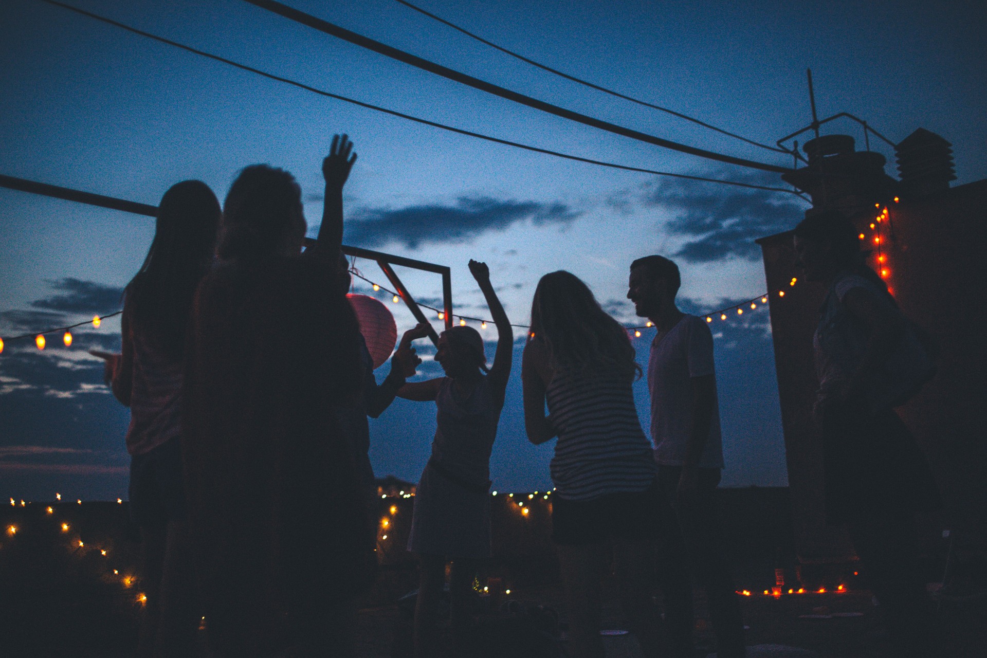 Dancing party on the rooftop